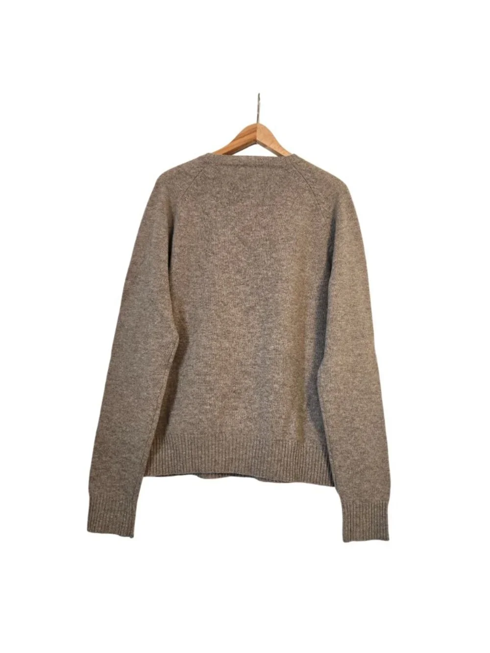 Vintage Men's J. Crew Lambswool Raglan Heather Brown Crew Sweater Size Large